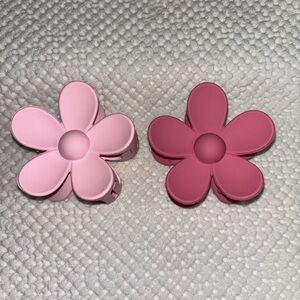 Pink Flower Hair Clips